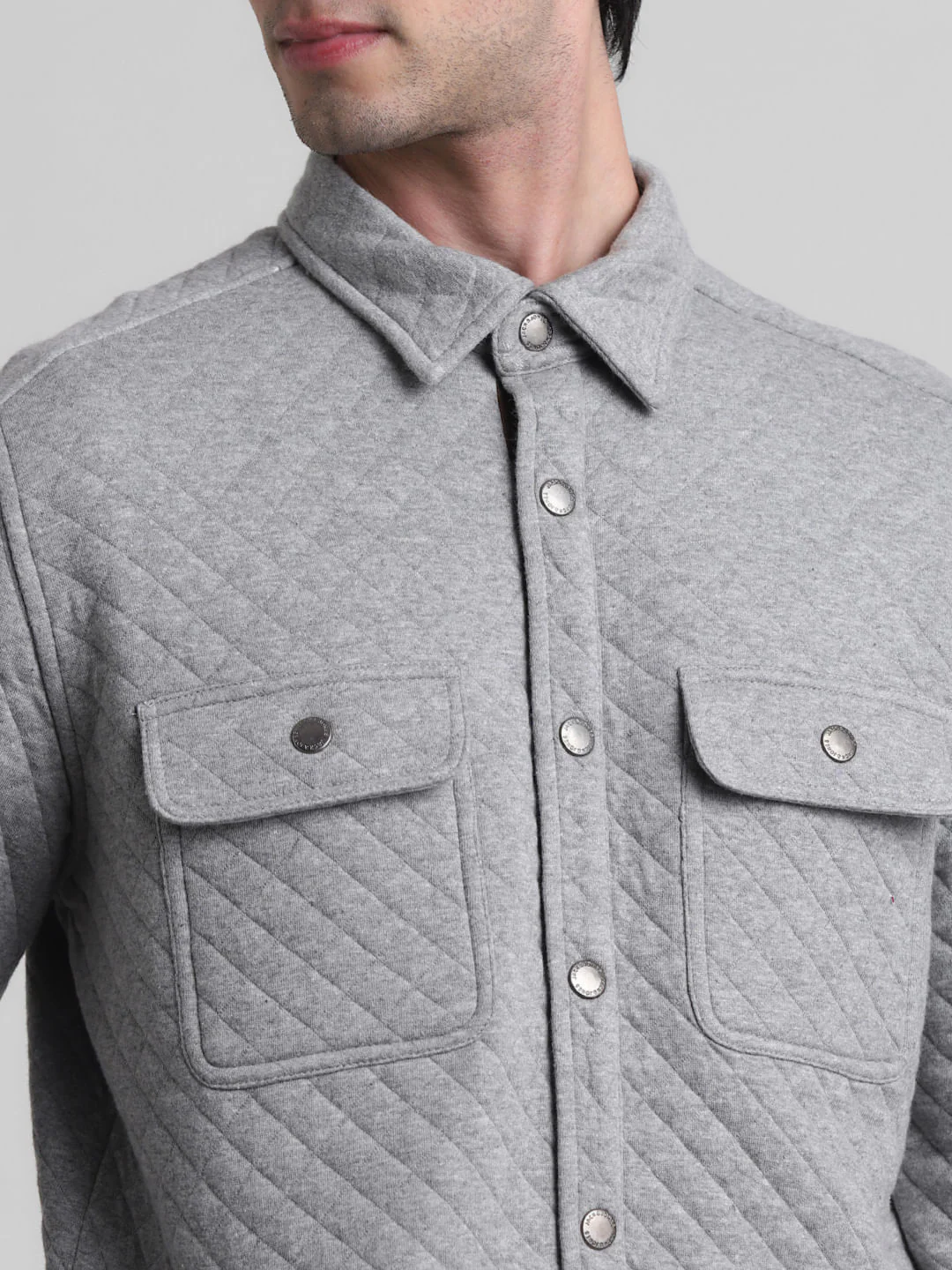 Light Grey Textured Oversized Shacket - Image 5
