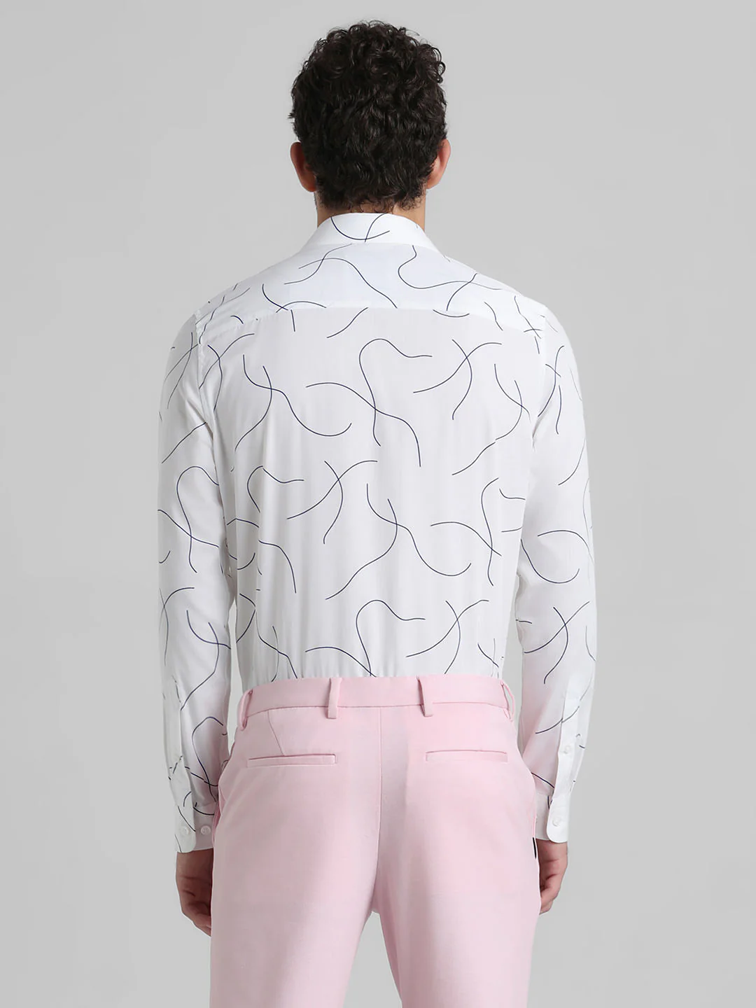 White Abstract Print Full Sleeves Shirt - Image 4