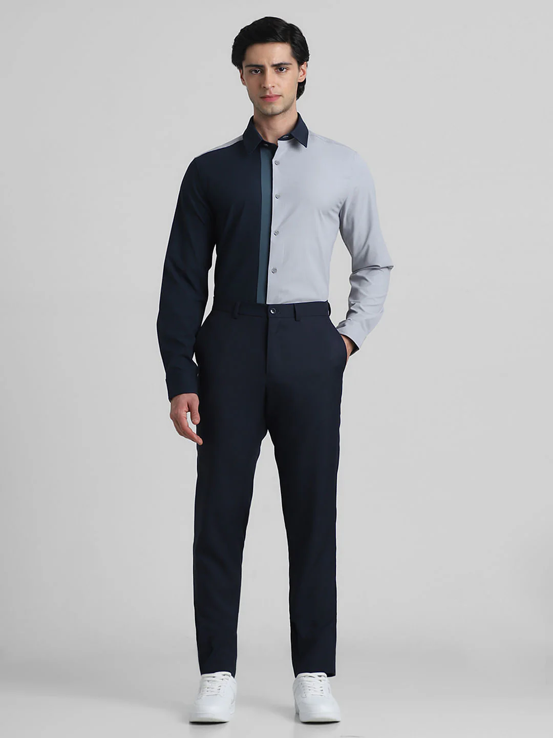 Blue Colourblocked Slim Full Sleeves Shirt - Image 6