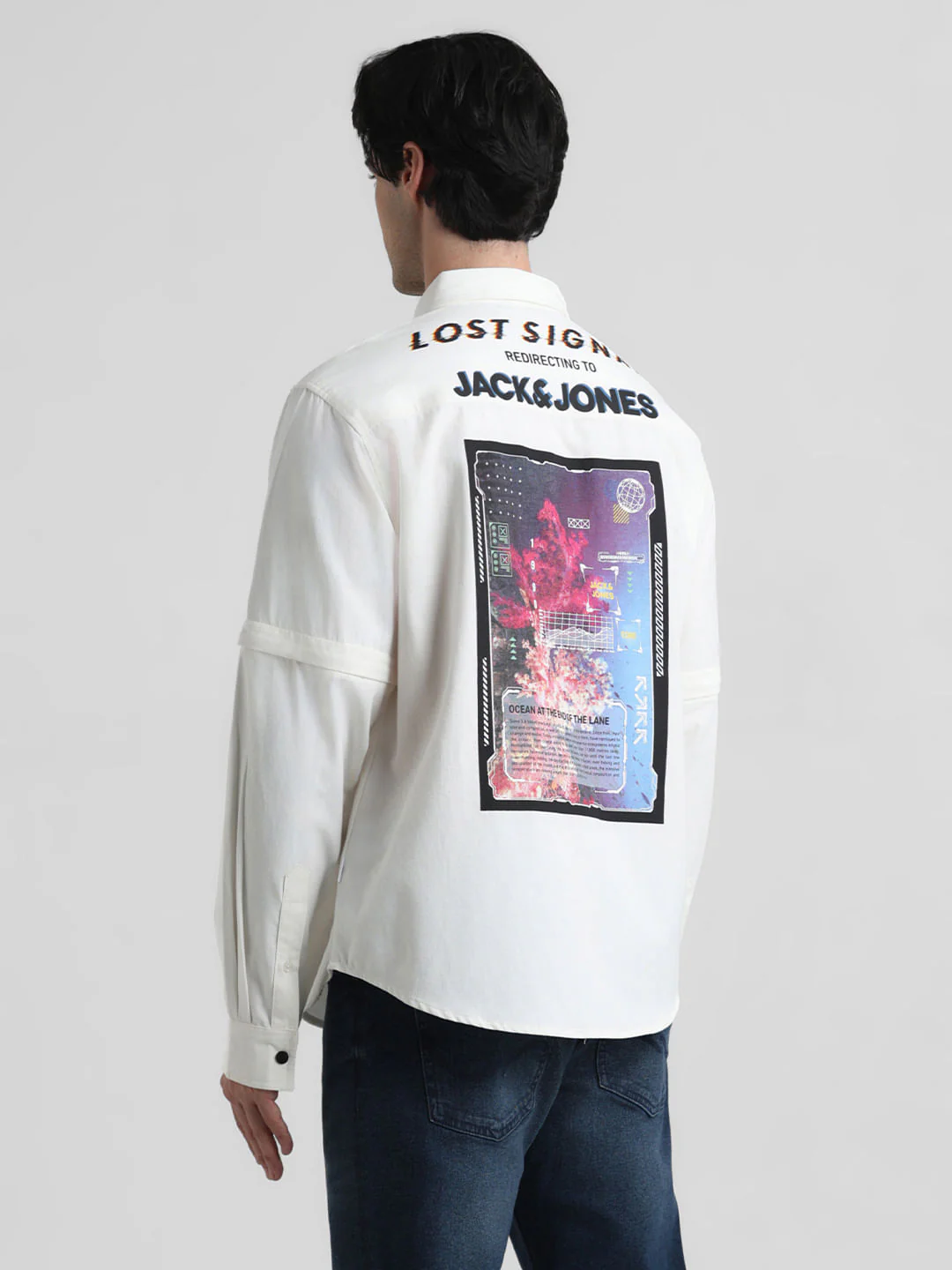 White Placement Print Oversized Shirt - Image 3