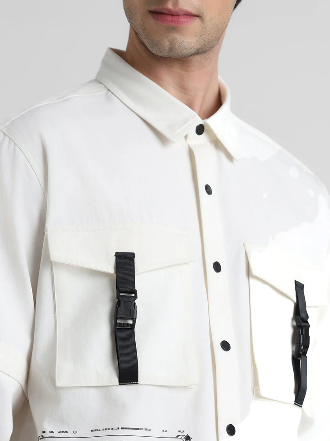 White Placement Print Oversized Shirt - Image 4