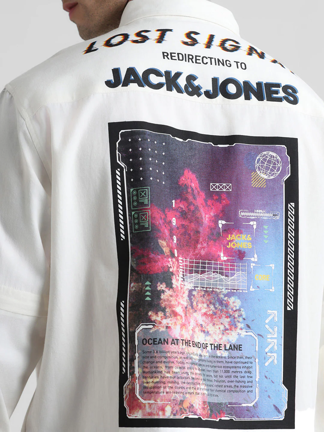 White Placement Print Oversized Shirt - Image 5