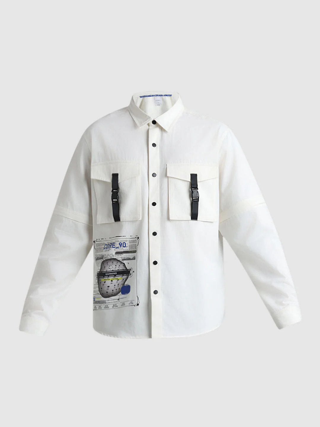 White Placement Print Oversized Shirt - Image 7
