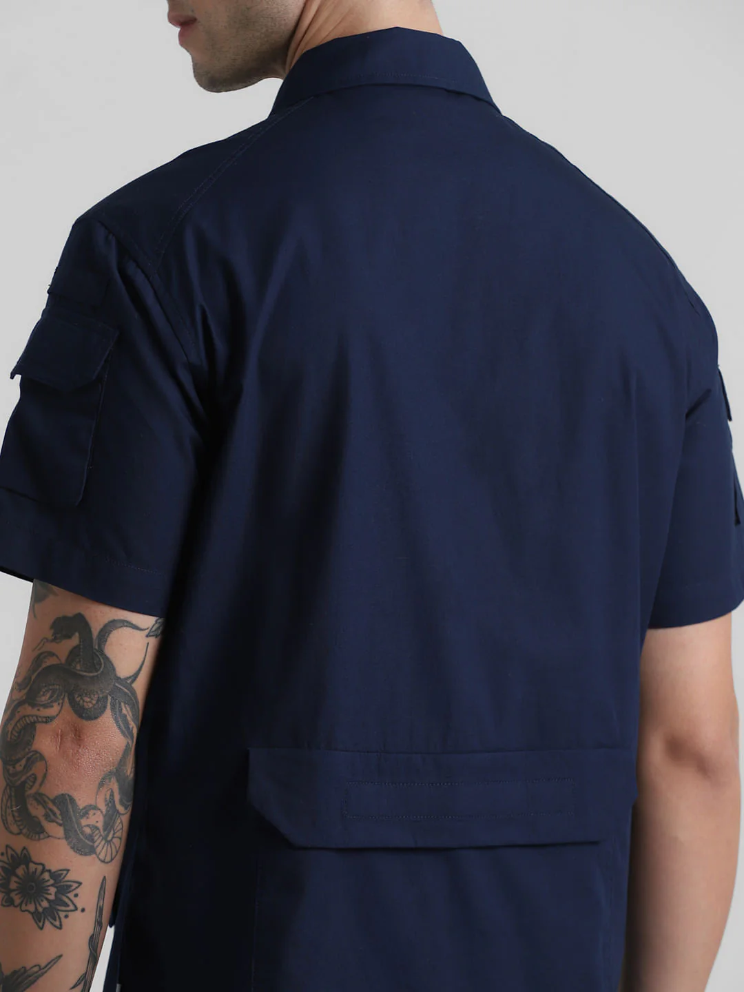 Dark Blue Utility Pocket Oversized Shirt - Image 6