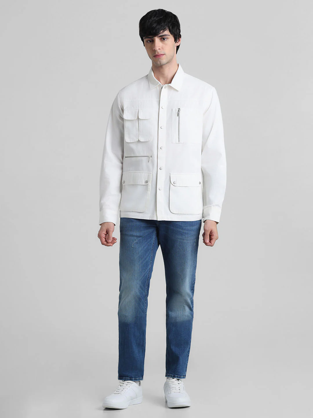 White Oversized Patch Pocket Shirt - Image 6
