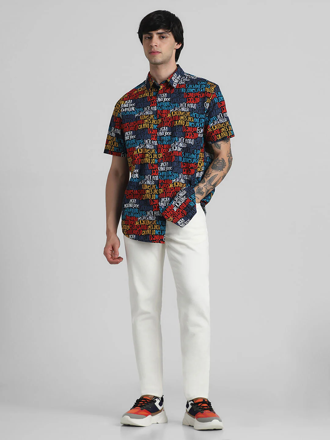 URBAN RACERS by JACK&JONES BLACK LOGO TEXT PRINT SHORT SLEEVES SHIRT - Image 6