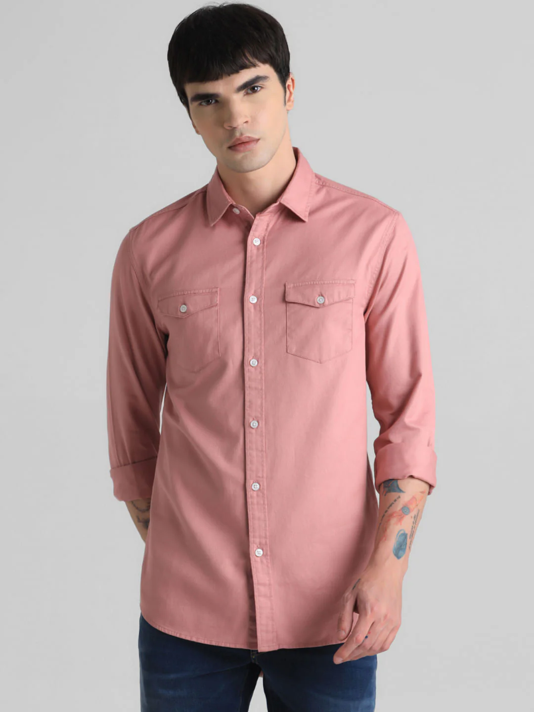 Pink Full Sleeves Solid Shirt - Image 2