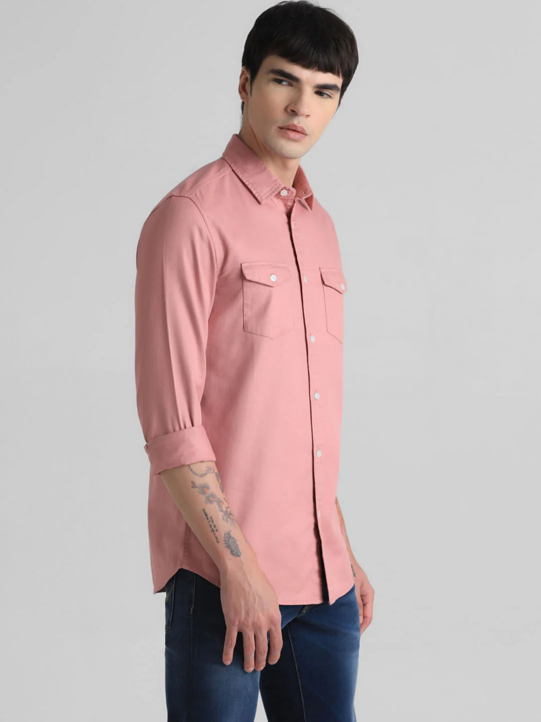 Pink Full Sleeves Solid Shirt - Image 3
