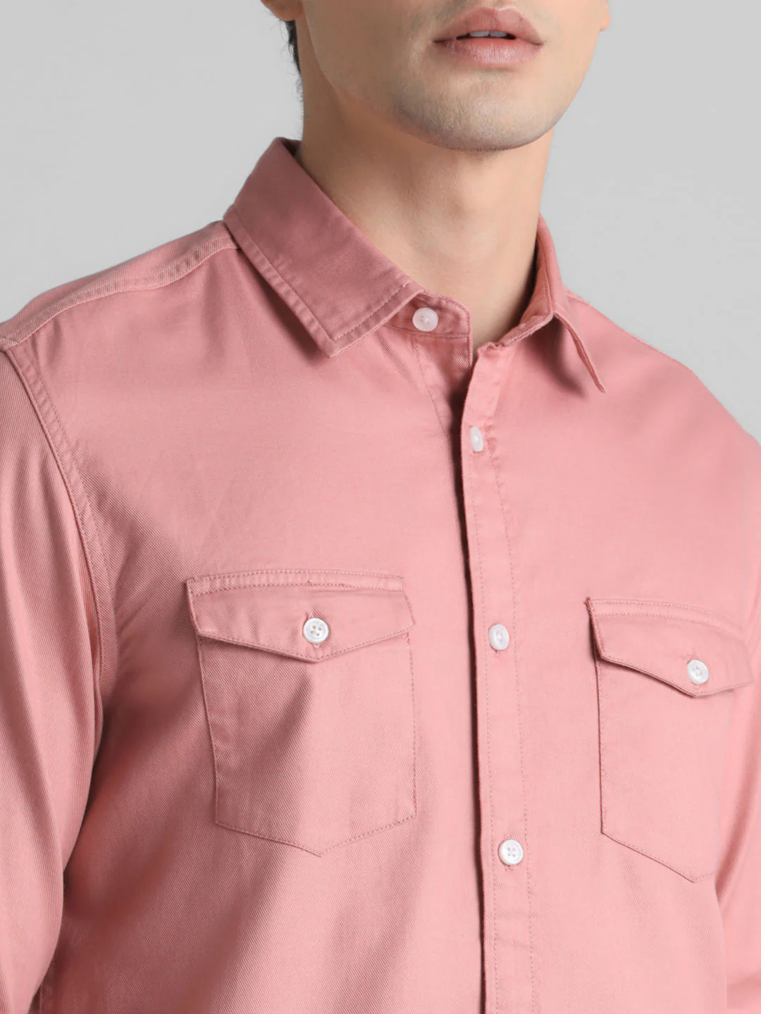 Pink Full Sleeves Solid Shirt - Image 5