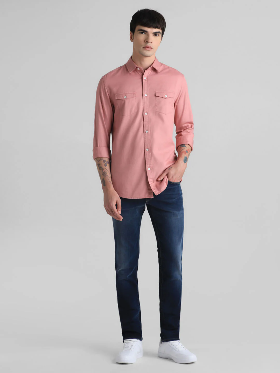Pink Full Sleeves Solid Shirt - Image 6