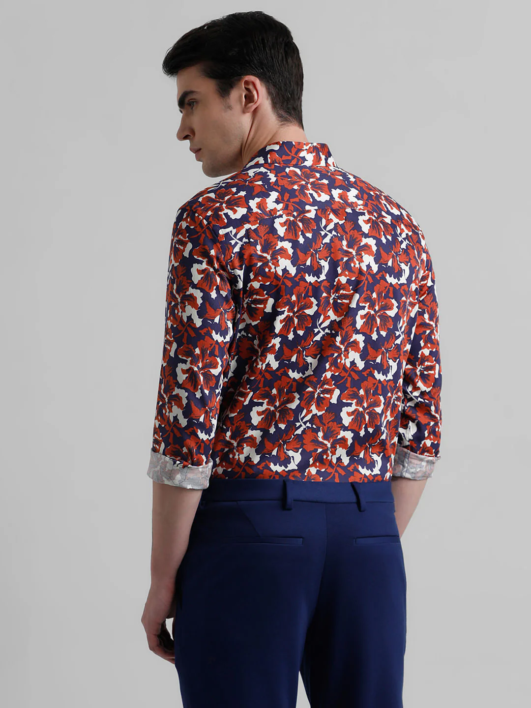 Dark Purple Floral Full Sleeves Shirt - Image 4