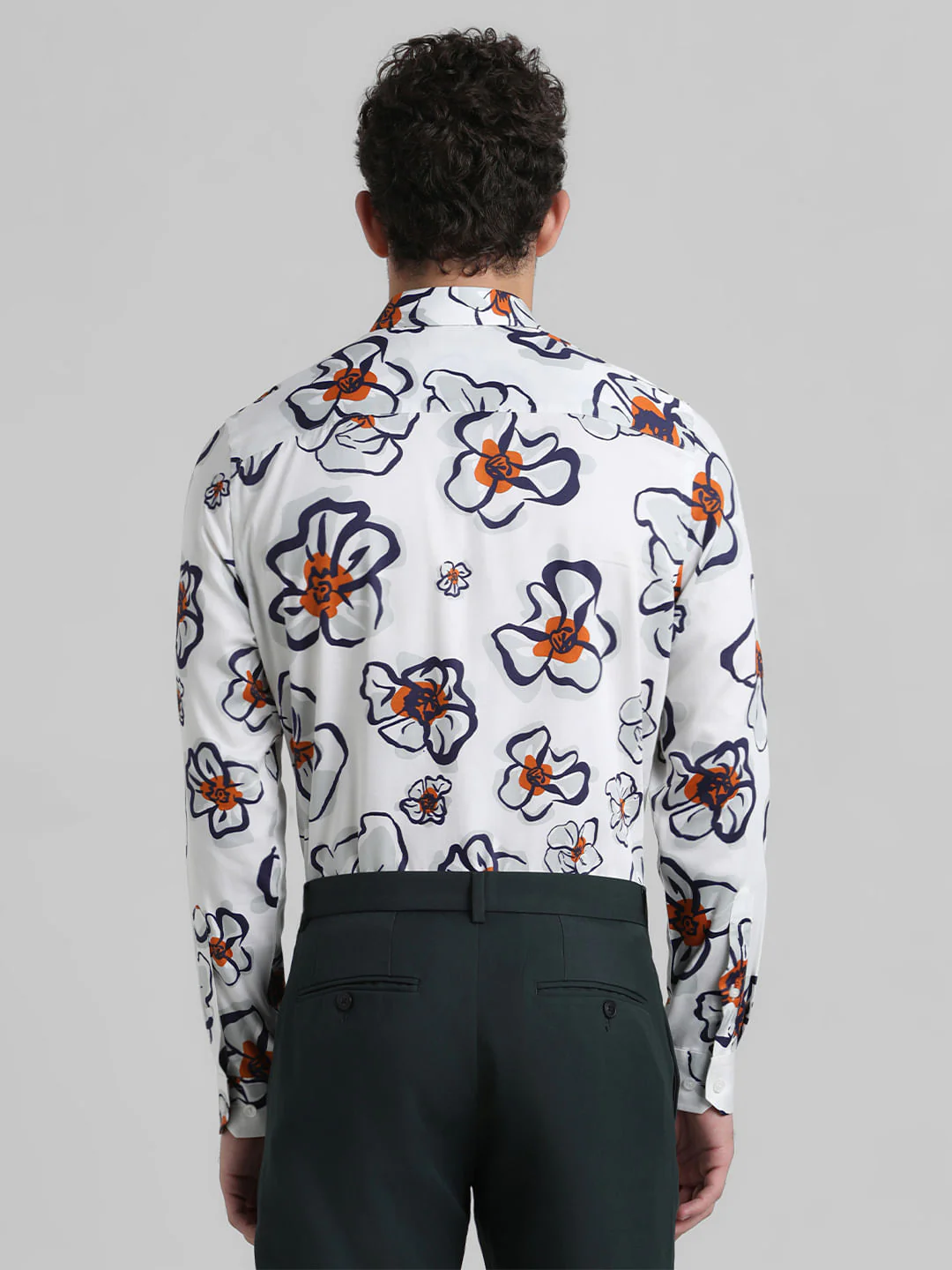White Floral Print Full Sleeves Shirt - Image 4