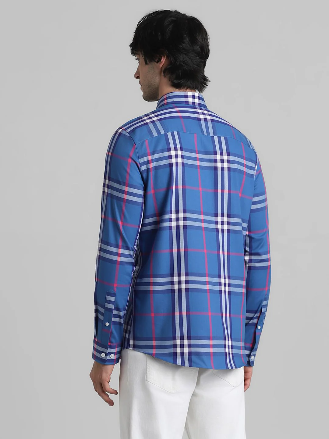 Blue Check Print Full Sleeves Shirt - Image 4