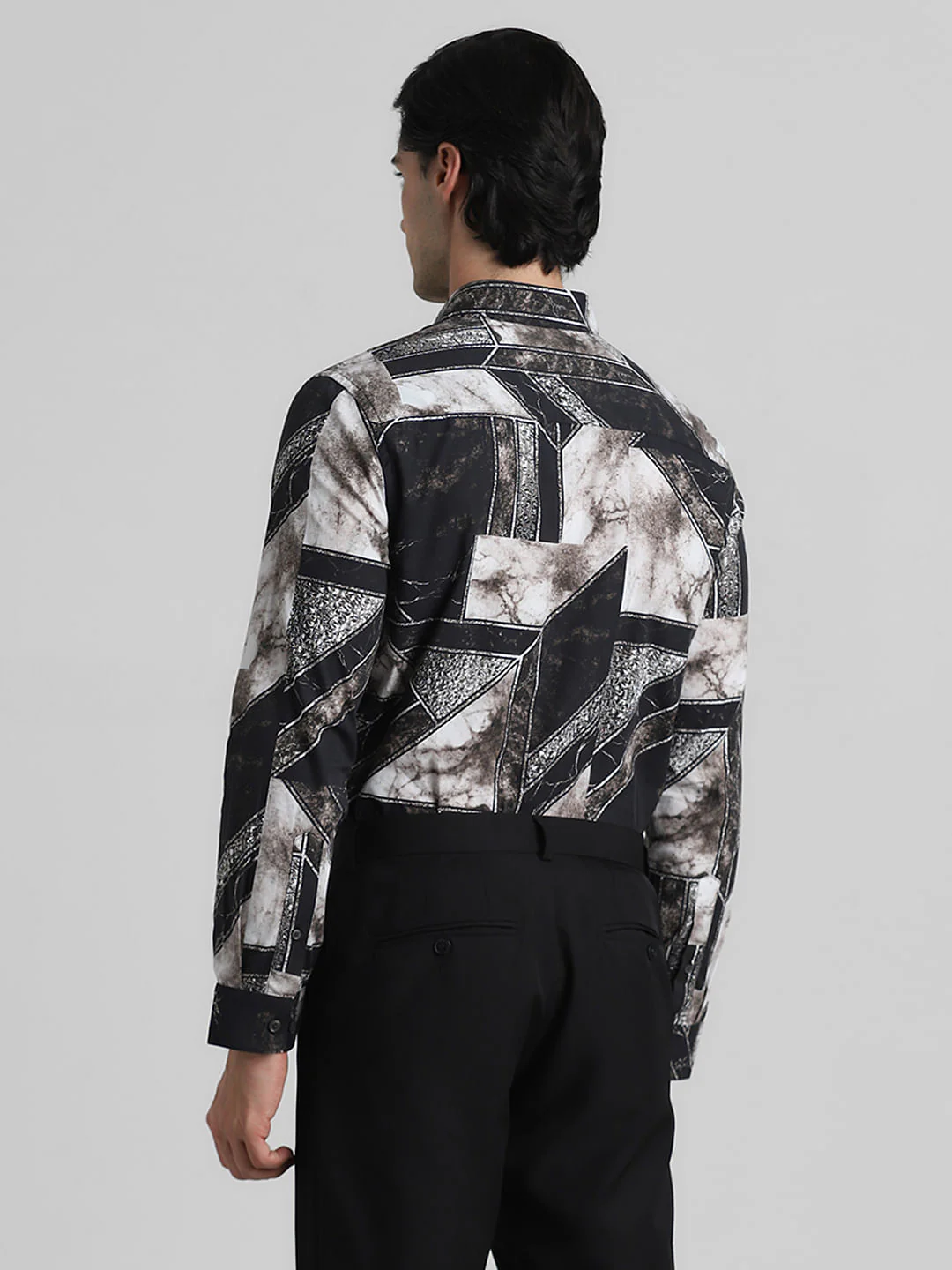 Black Geometric Print Full Sleeves Shirt - Image 4