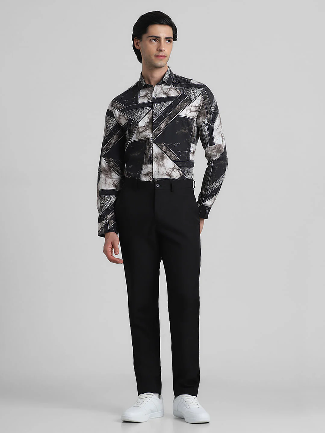 Black Geometric Print Full Sleeves Shirt - Image 6