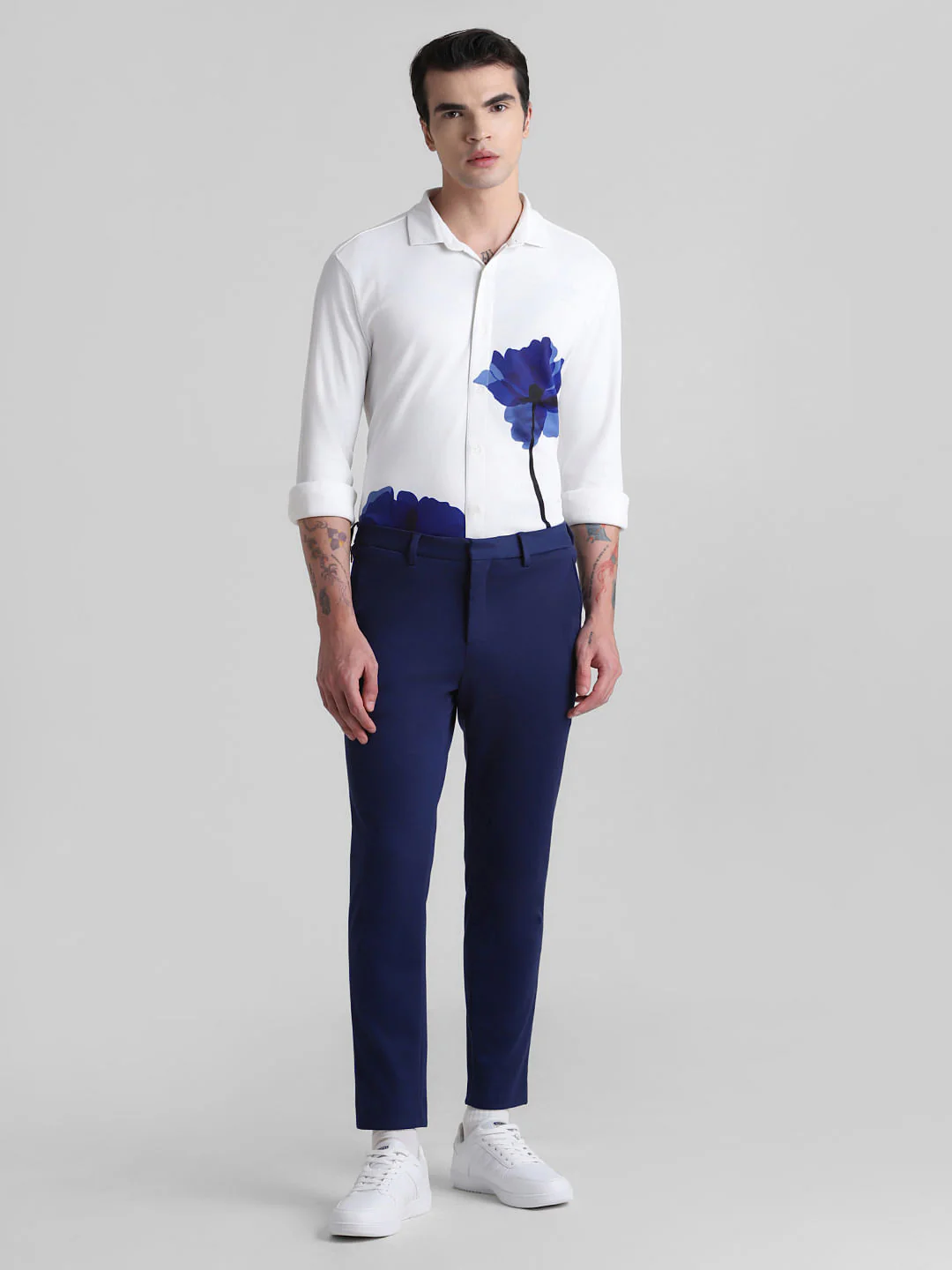 White Floral Full Sleeves Knitted Shirt - Image 6