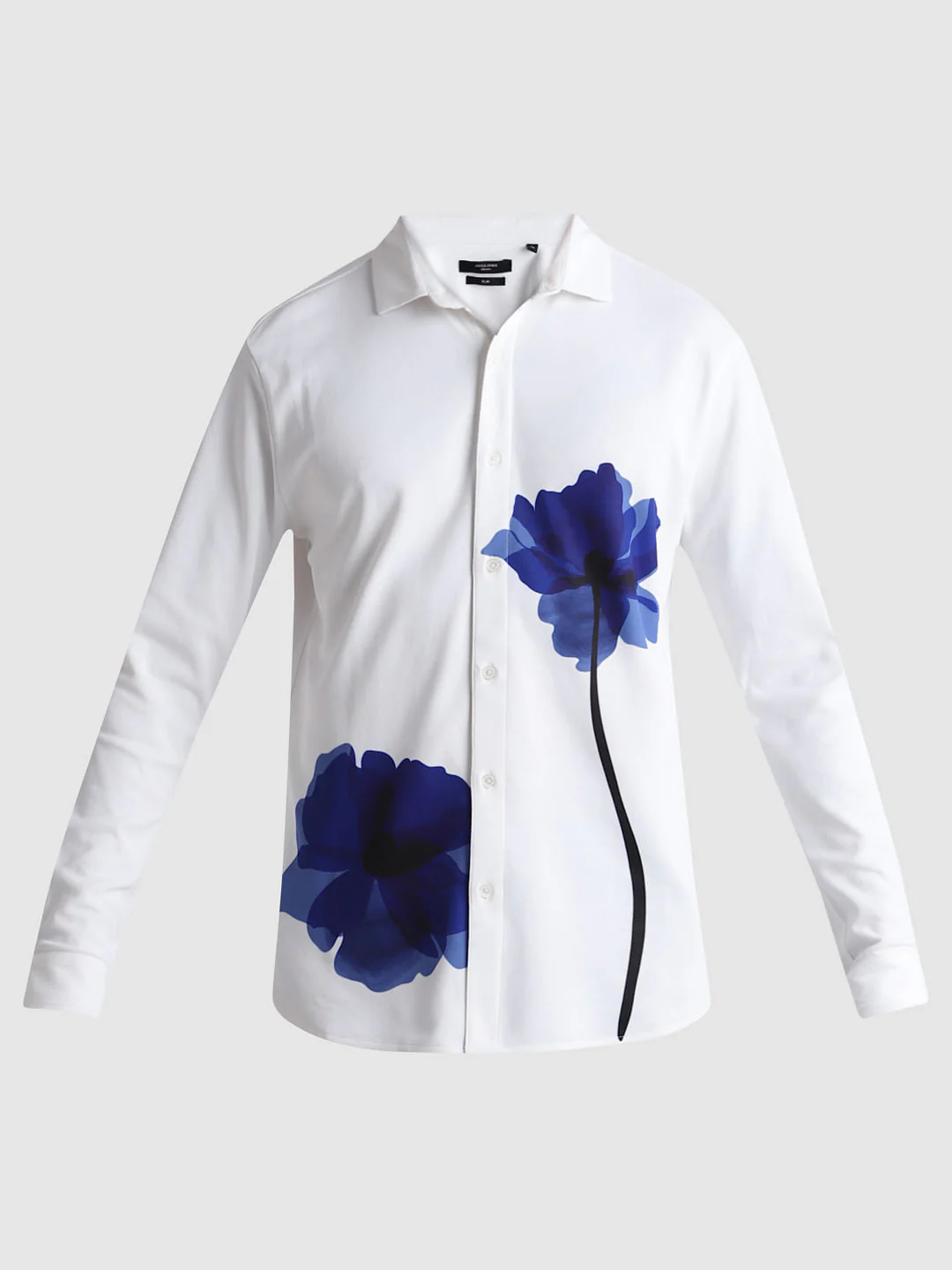 White Floral Full Sleeves Knitted Shirt - Image 7