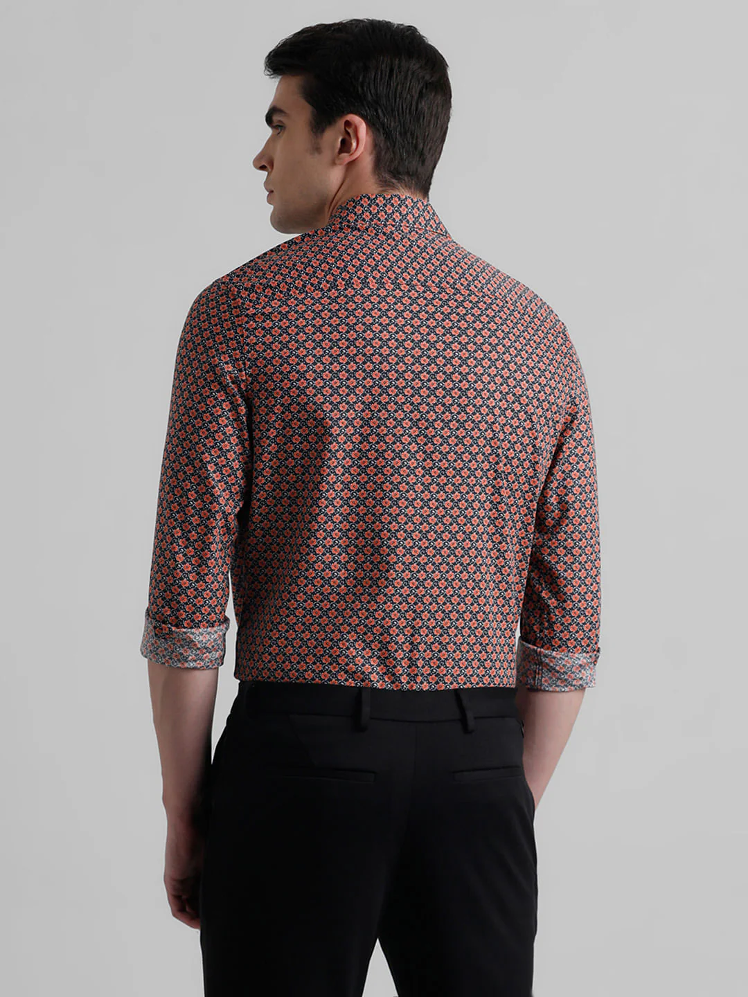 Black Floral Print Short Sleeves Shirt - Image 4