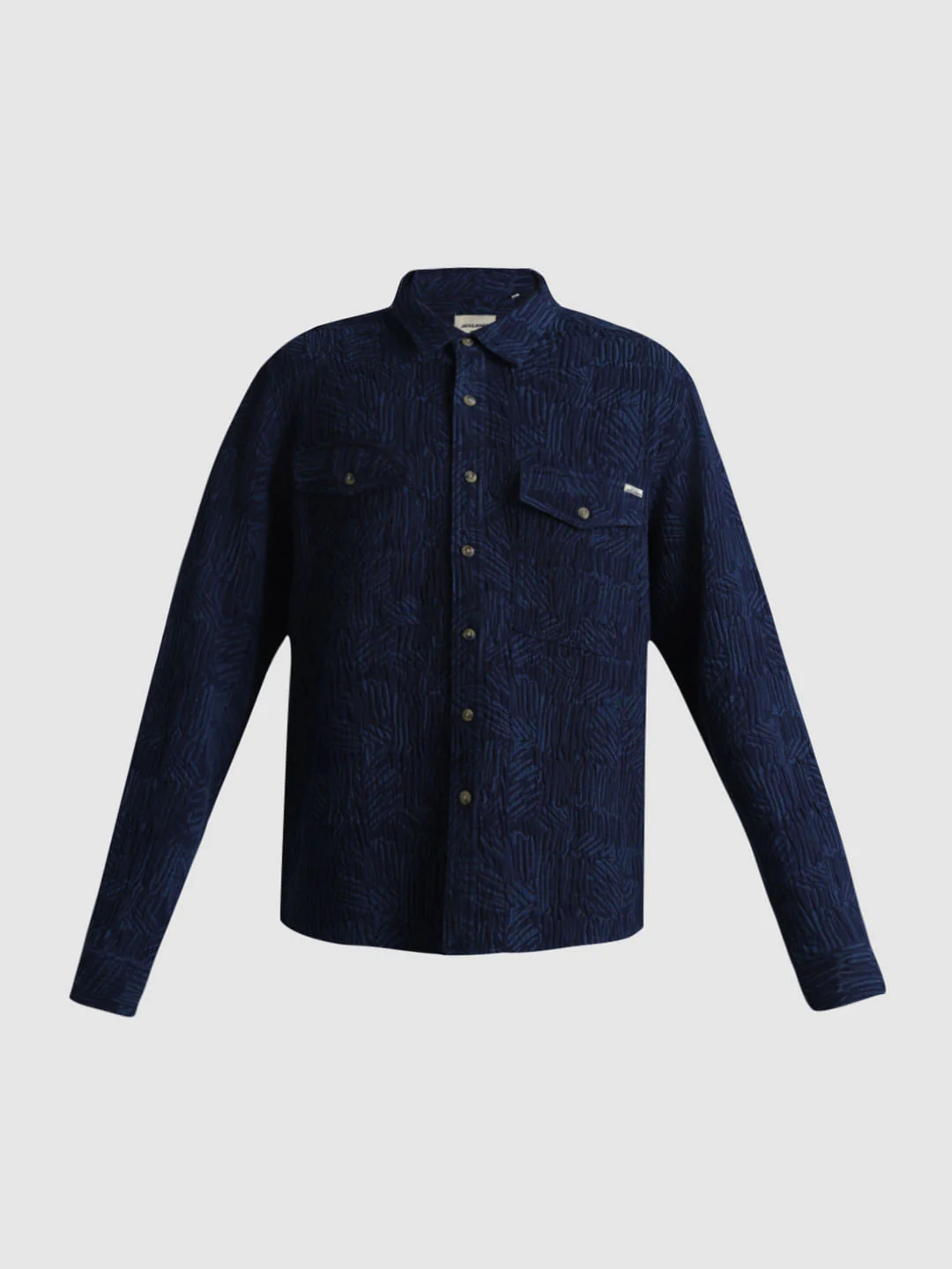 Dark Blue Indigo Dyed Jacquard Oversized Shirt - Image 7