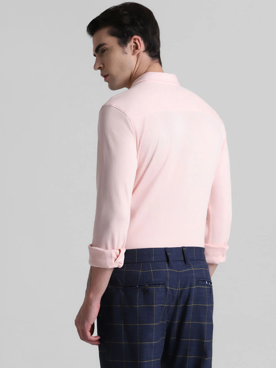 Pink Solid Knitted Shirt - Image 4