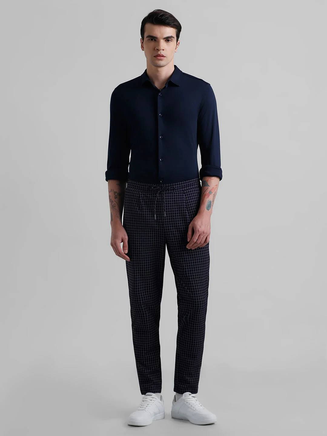 Dark Blue Knitted Full Sleeves Shirt - Image 6