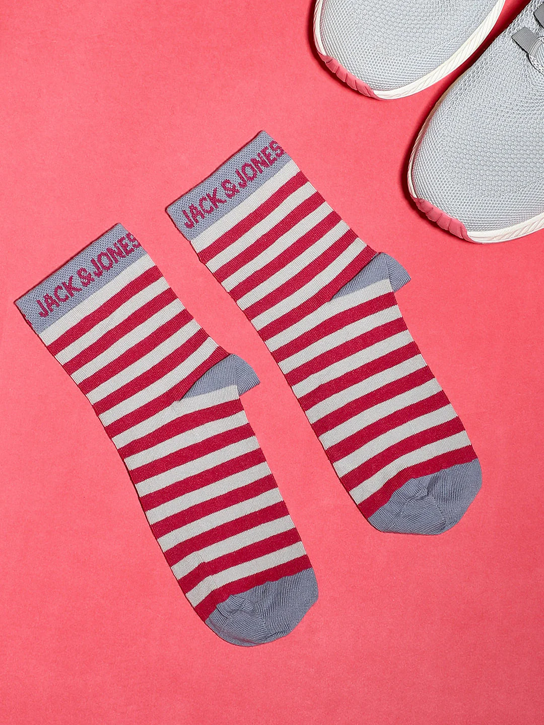Red Striped Mid-Length Socks