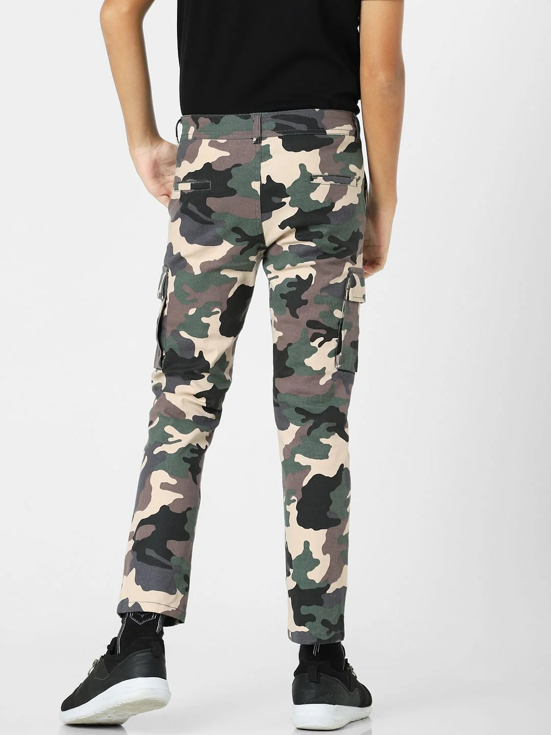 Black Mid Rise Camo Print Jeans - Image 4