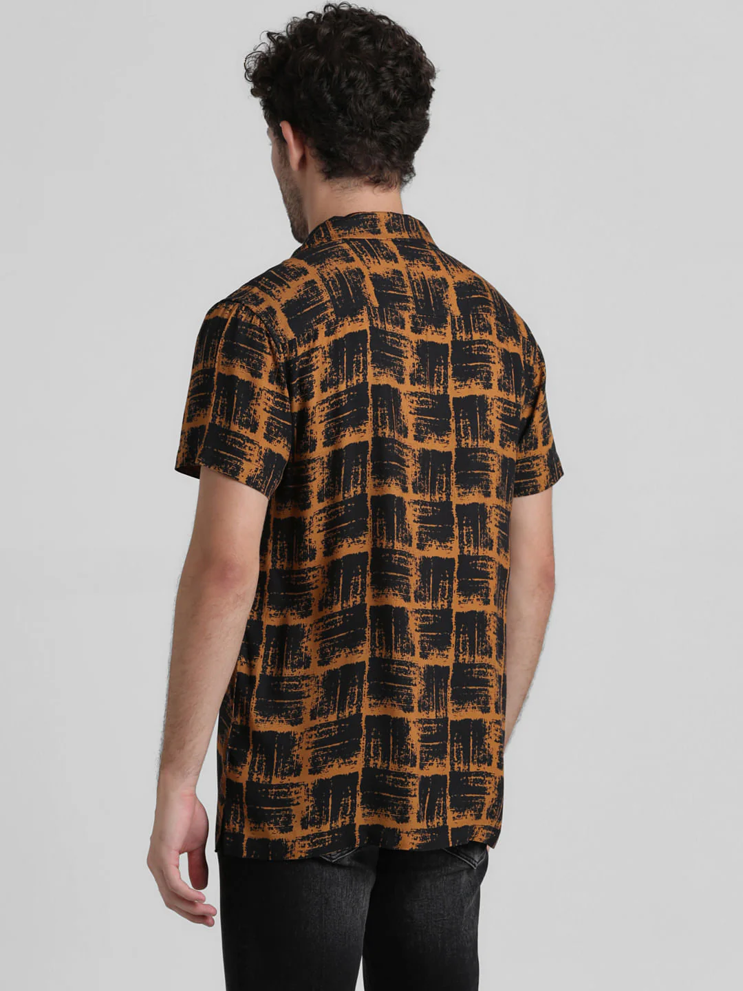 Brown Abstract Print Casual Shirt - Image 4