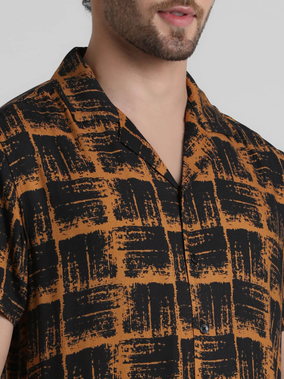 Brown Abstract Print Casual Shirt - Image 5