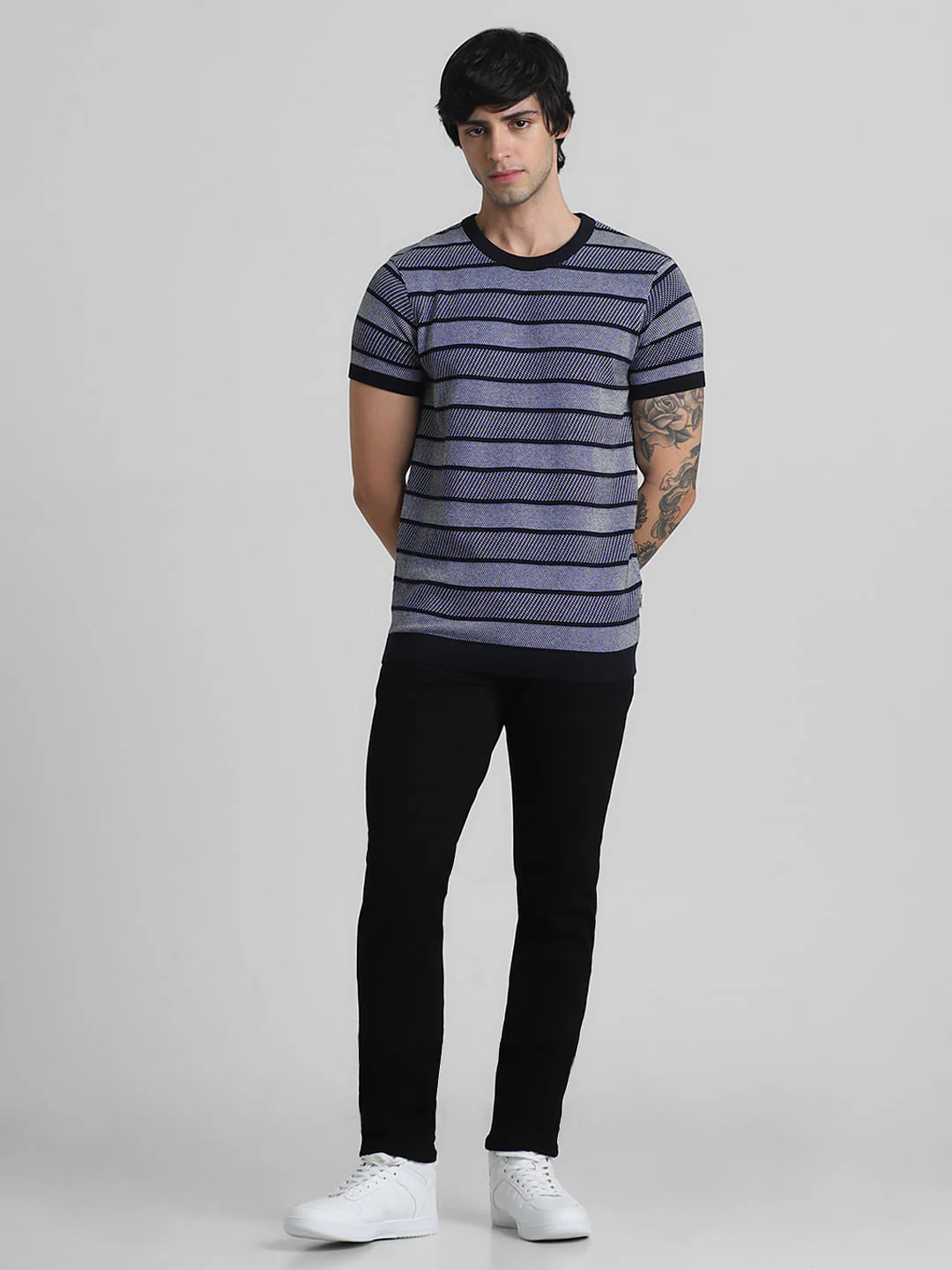 Black Striped Knitted T-shirt - Image 6