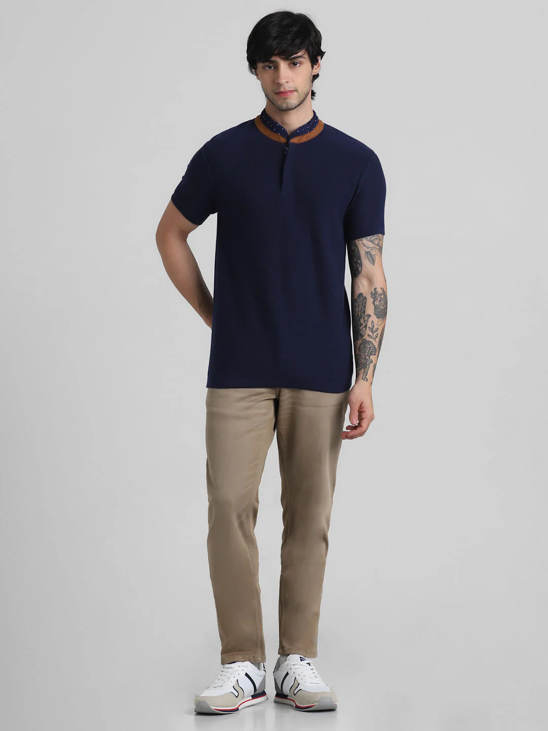 Blue Indigo Dyed Polo Knit T-shirt - Image 6