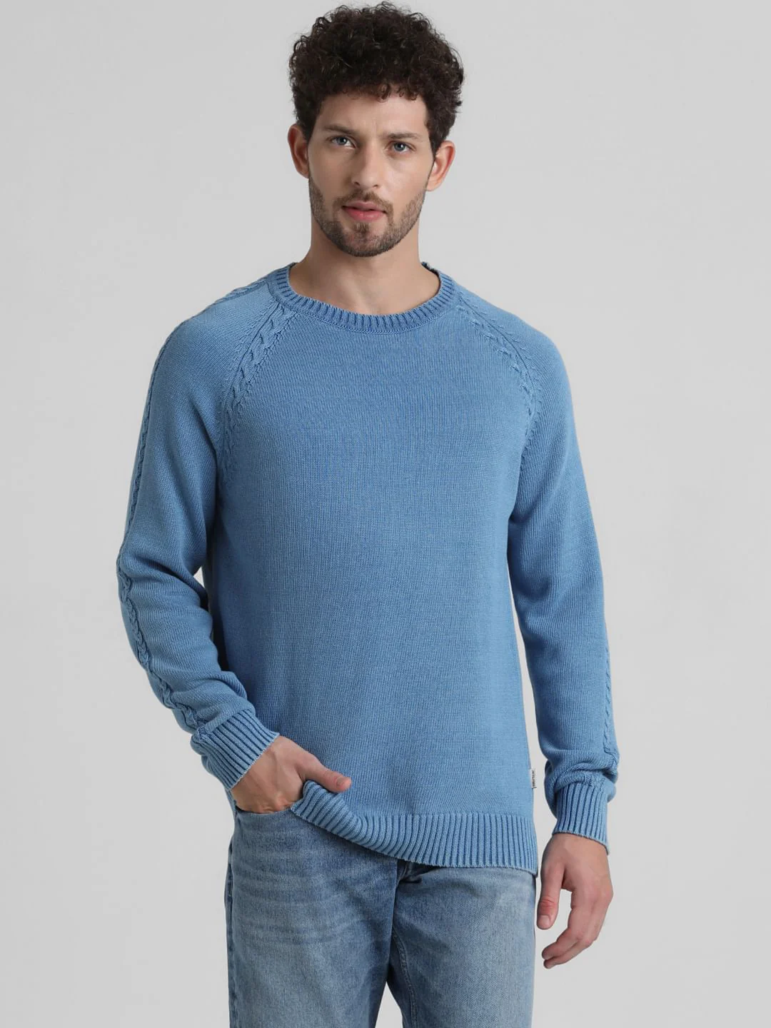 Blue Knit Crew Neck T-shirt - Image 2