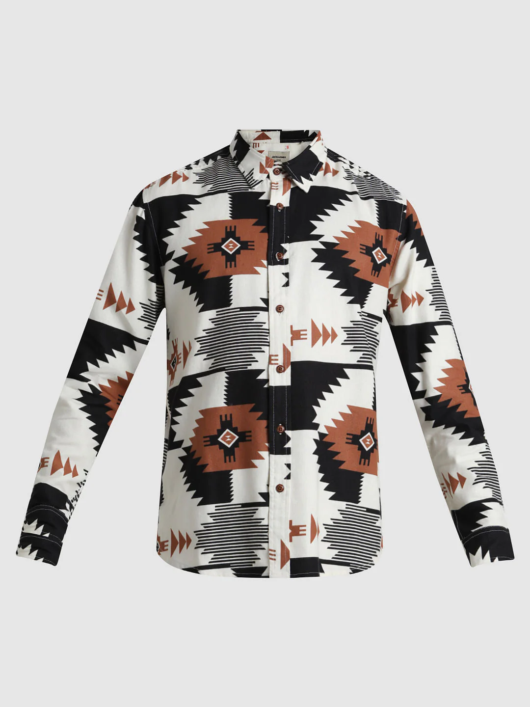 White Abstract Print Full Sleeves Shirt - Image 7