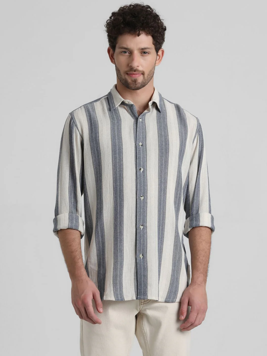 White Yard Dyed Striped Shirt - Image 2