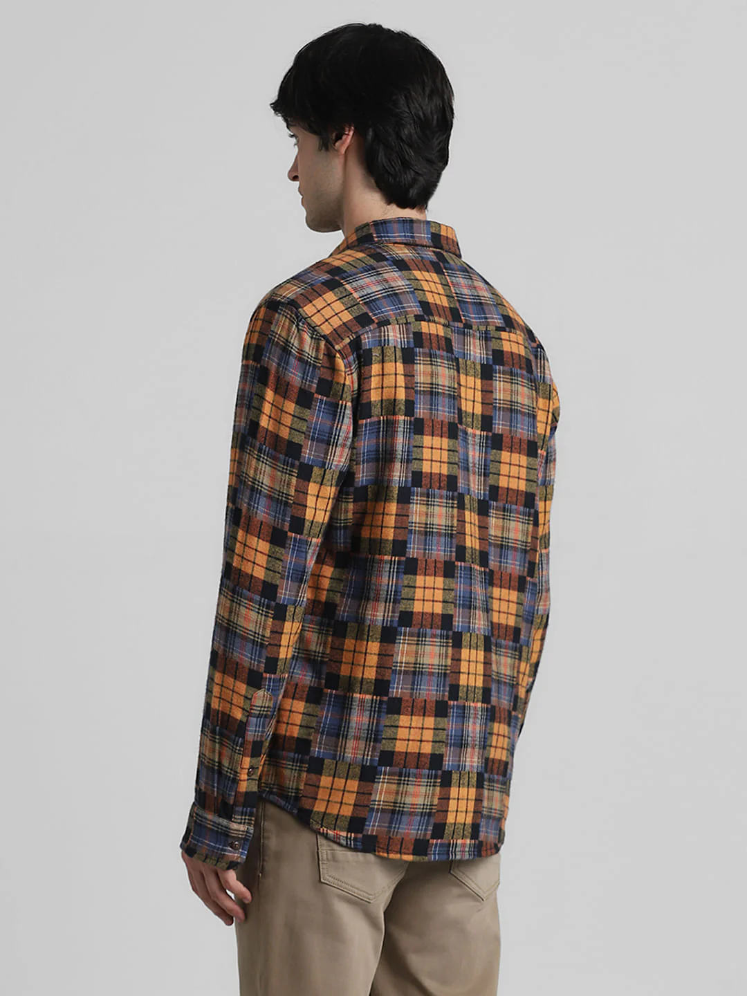 Brown Check Print Jacquard Shirt - Image 4