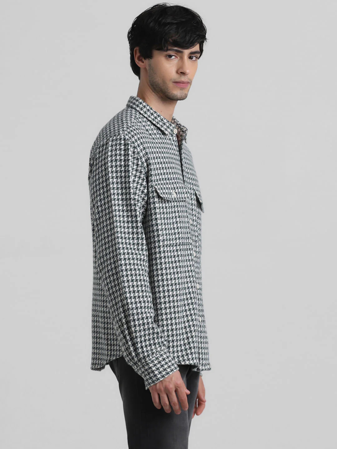 Green Check Oversized Cotton Shirt - Image 3