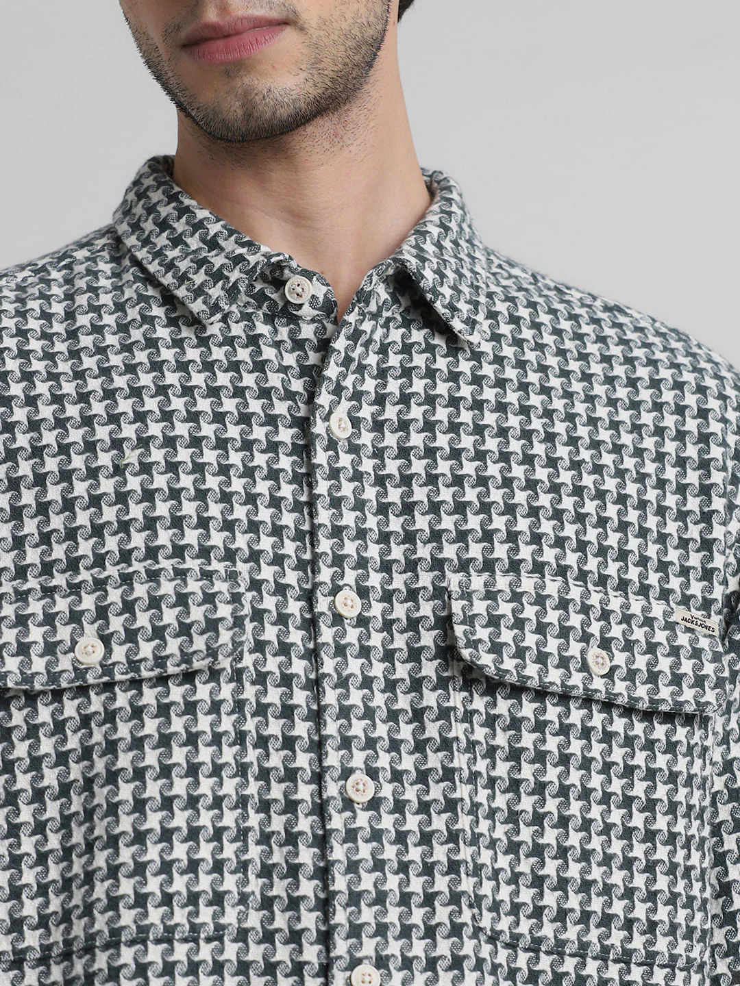 Green Check Oversized Cotton Shirt - Image 5