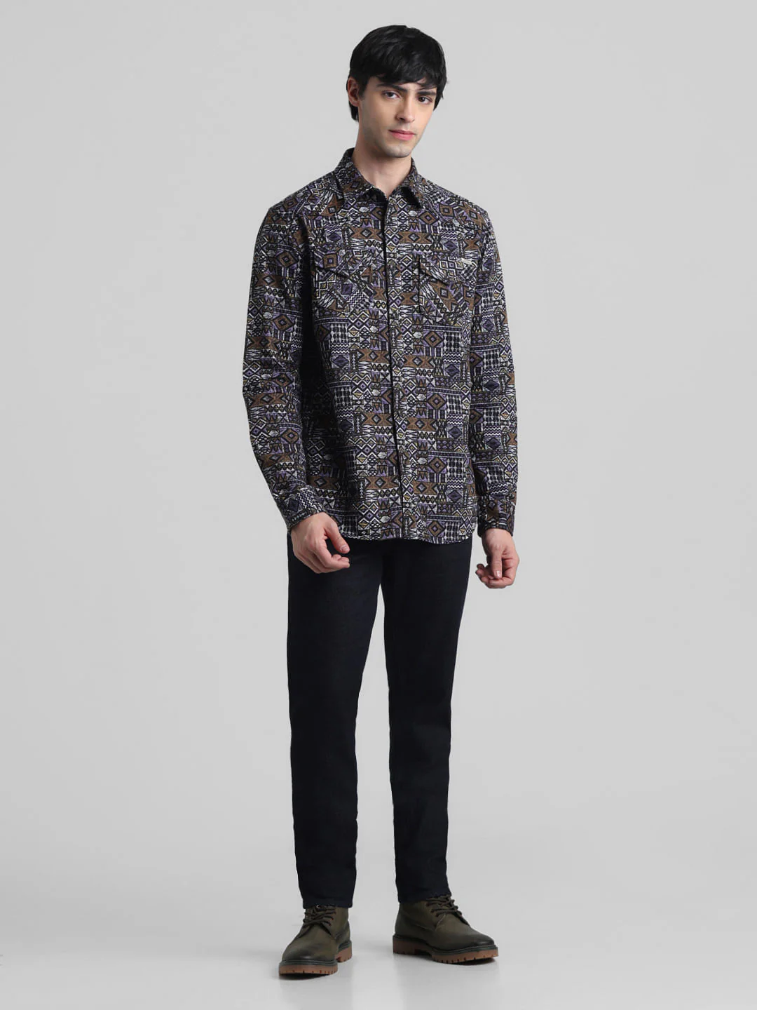Green Abstract Print Full Sleeves Shirt - Image 6