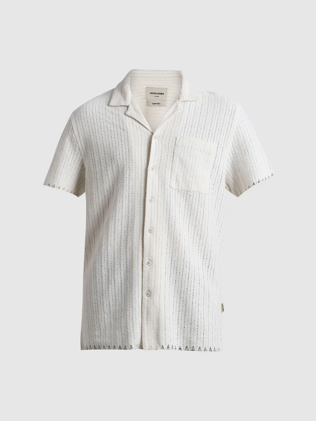Beige Striped Short Sleeves Shirt - Image 7