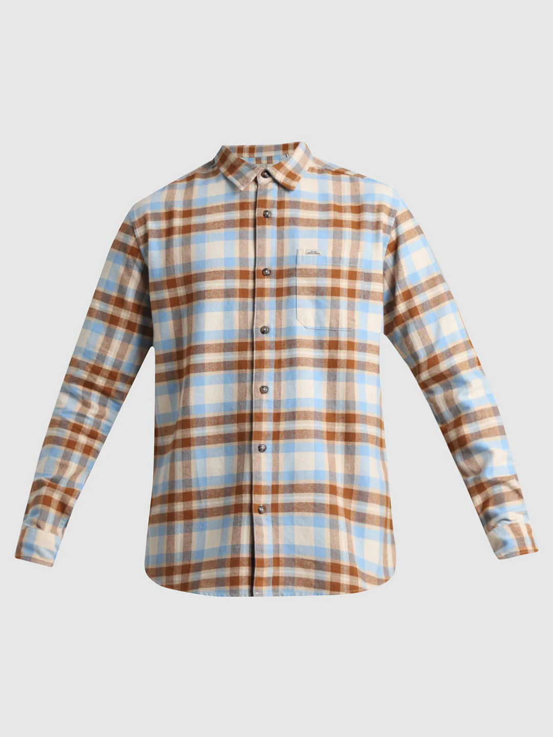 Beige Check Print Full Sleeves Shirt - Image 7