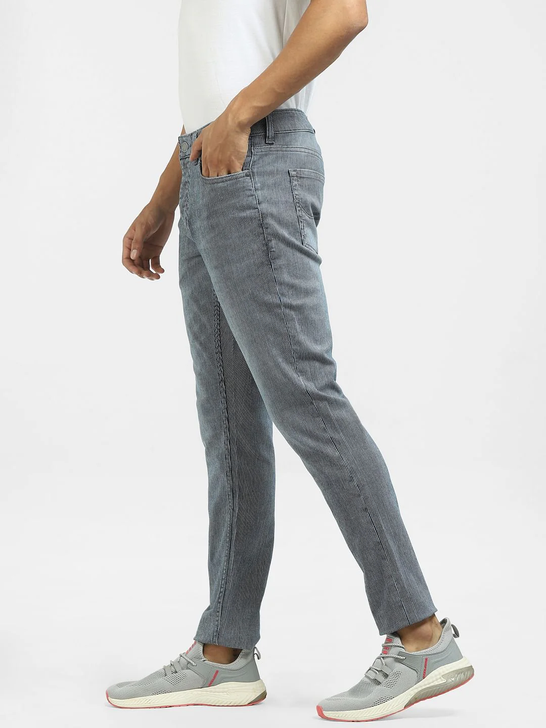 Blue Low Rise Striped Glenn Slim Jeans - Image 3