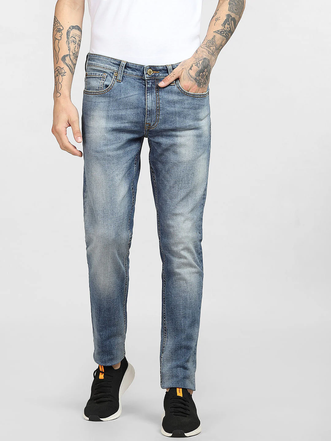 Light Blue Low Rise Faded Slim Jeans - Image 2