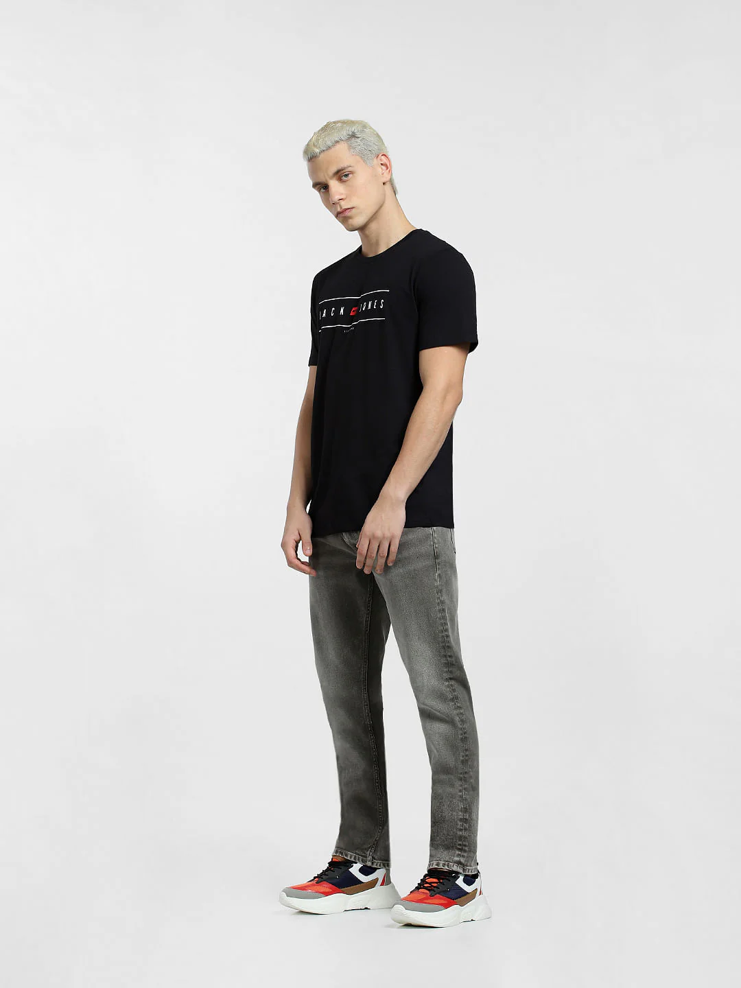 Black Logo Print Crew Neck T-shirt - Image 6