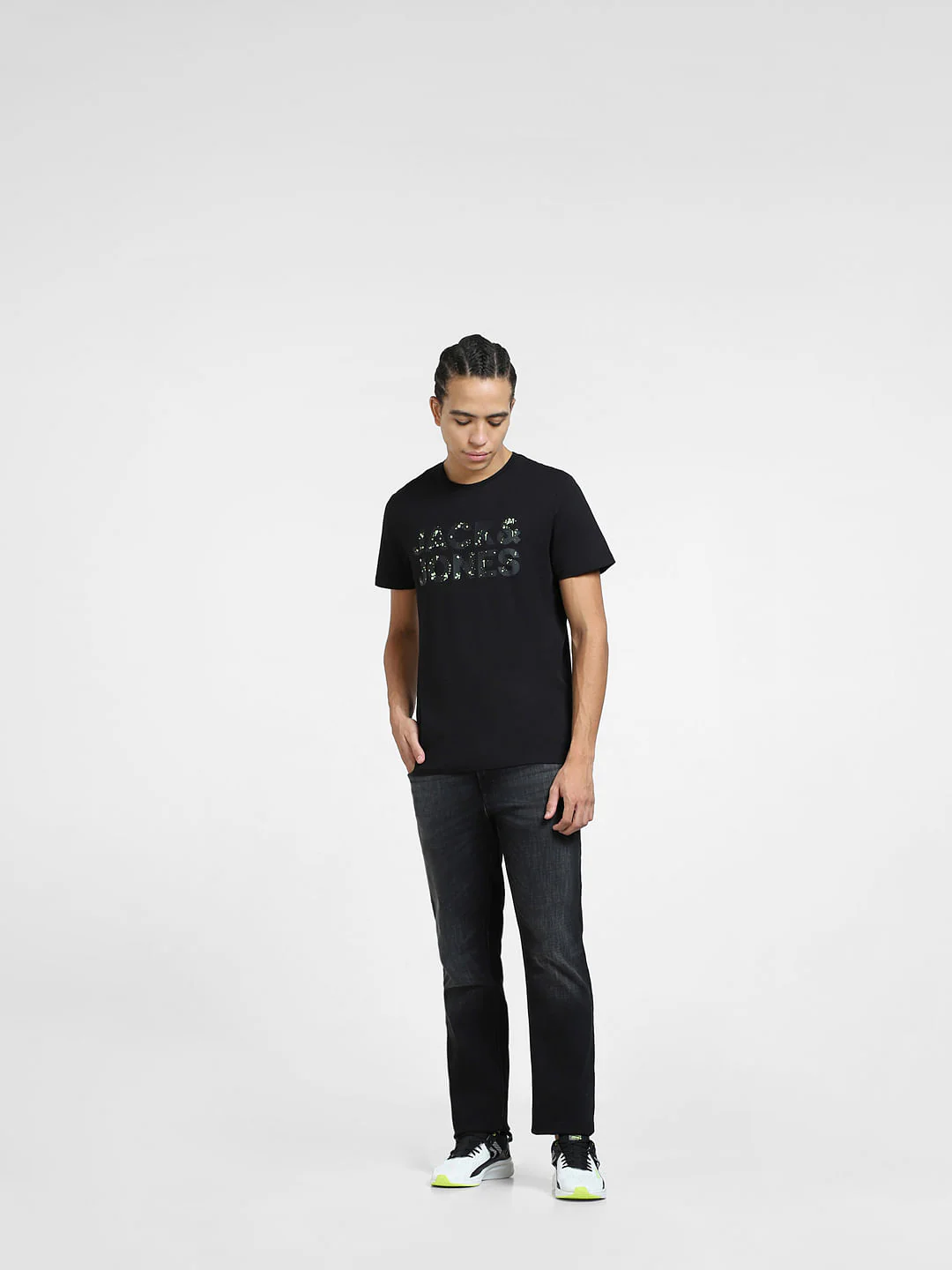 Black Logo Print Crew Neck T-shirt - Image 6