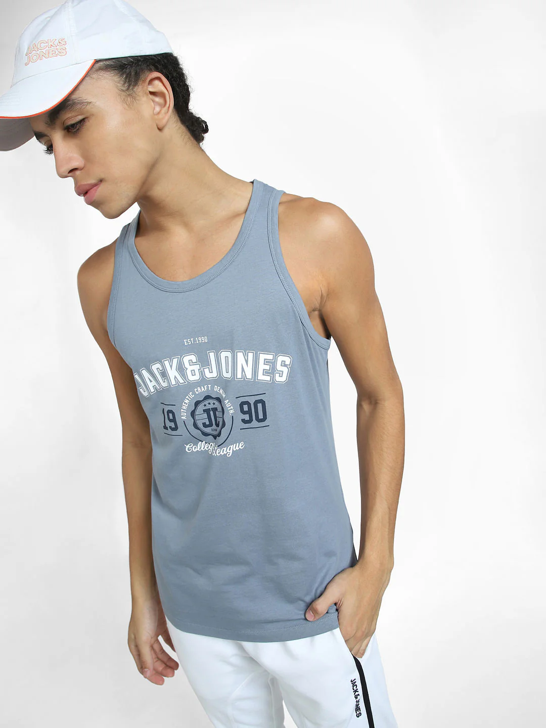 Blue Logo Print T-shirt Vest - Image 7