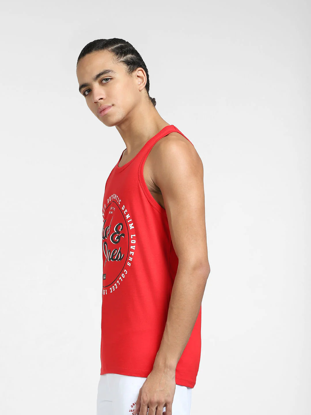 Red Typographic Print T-shirt Vest - Image 3