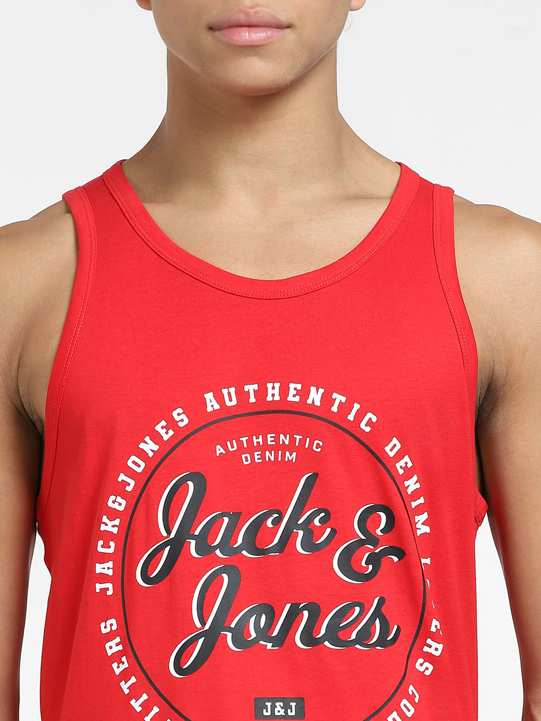 Red Typographic Print T-shirt Vest - Image 5