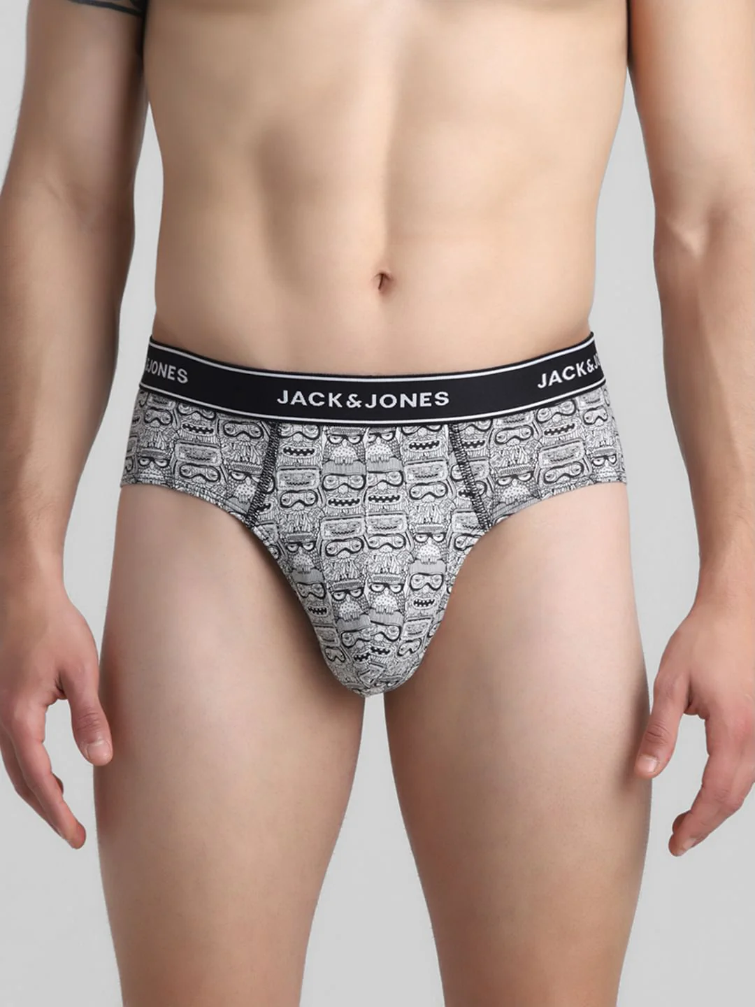 White All Over Print Briefs