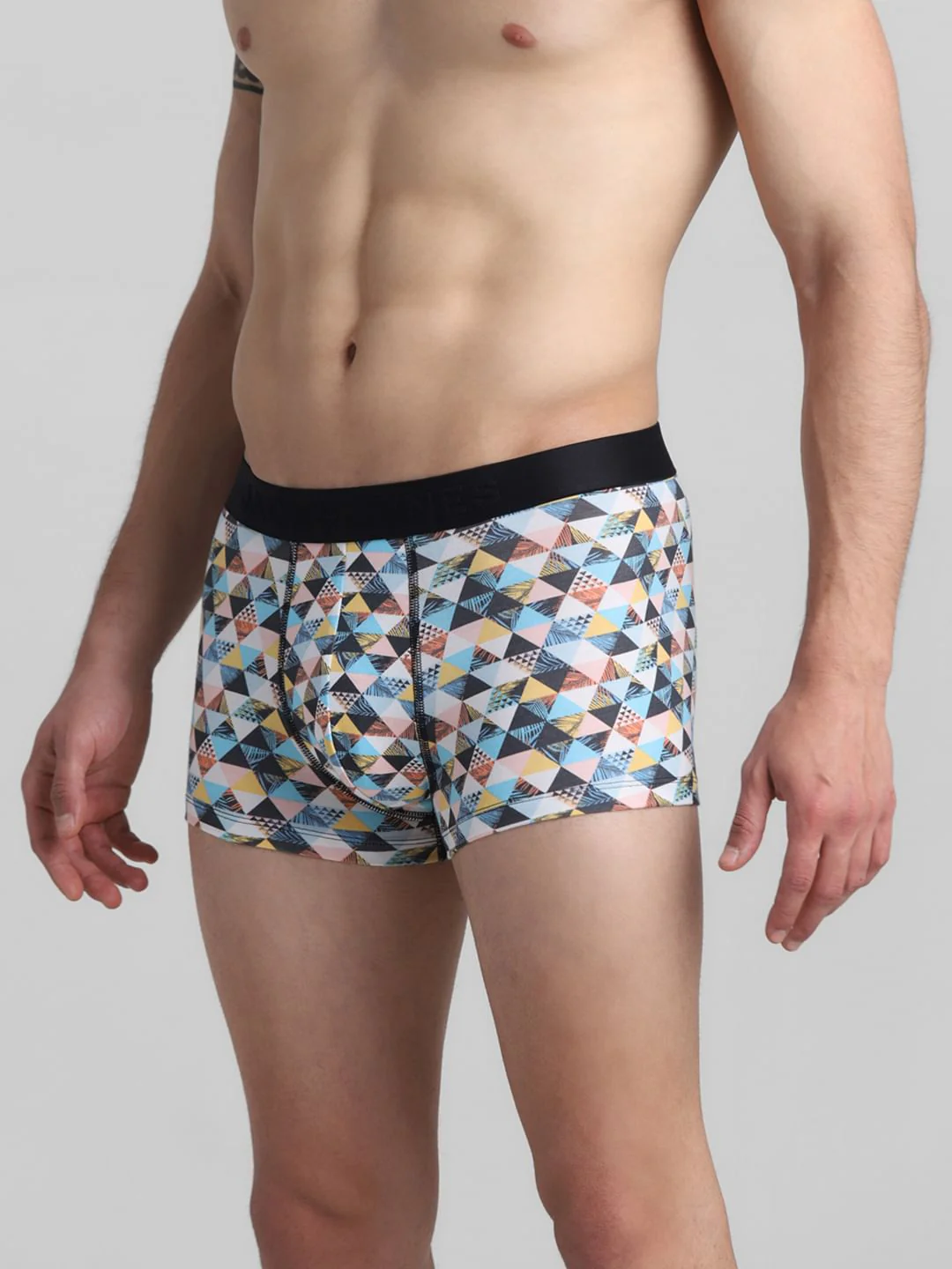 White Tropical Check Print Trunks - Image 2