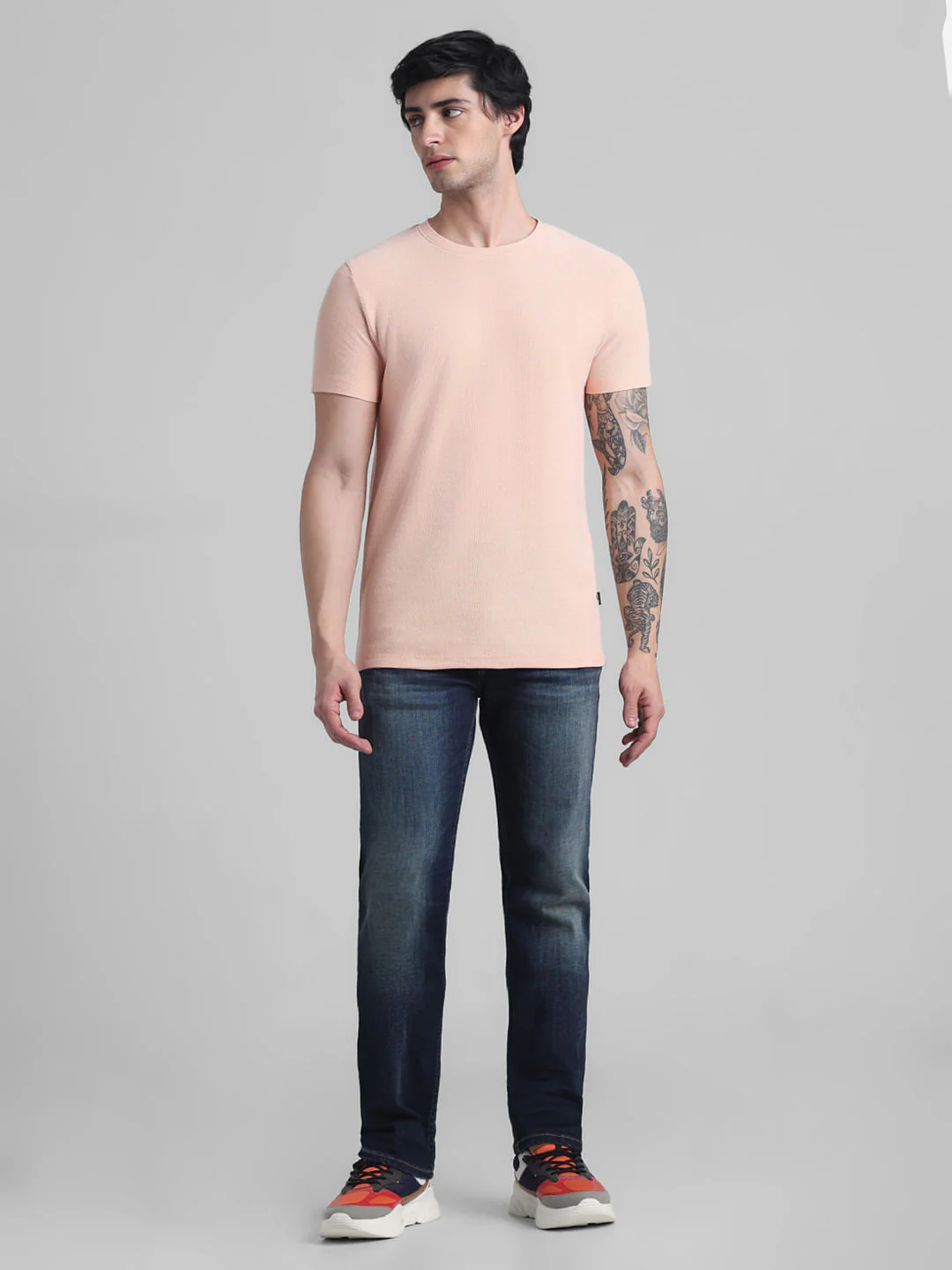 Apricot Jacquard Crew Neck T-shirt - Image 6
